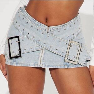 Fashion Nova Light Blue Mini Skirt